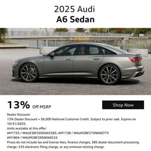 Side view of an Audi A6 Sedan parked